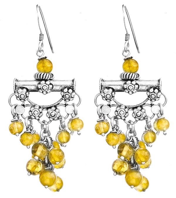 Sterling Silver Chandelier Earrings with Gemstone Dangles