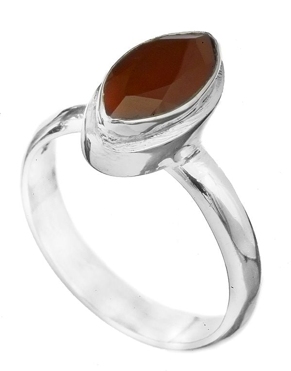 Fixed- Faceted Gemstone Marquise- Cut Ring | Carnelian Rings