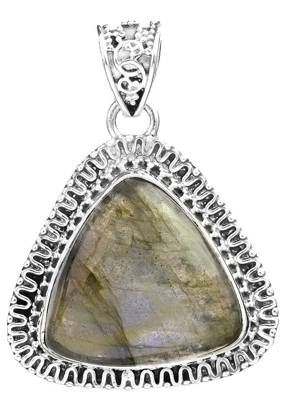 Gemstone Triangle Pendant with Filigree