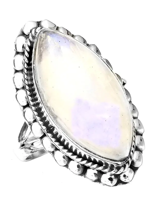 Rainbow Moonstone Marquis Ring