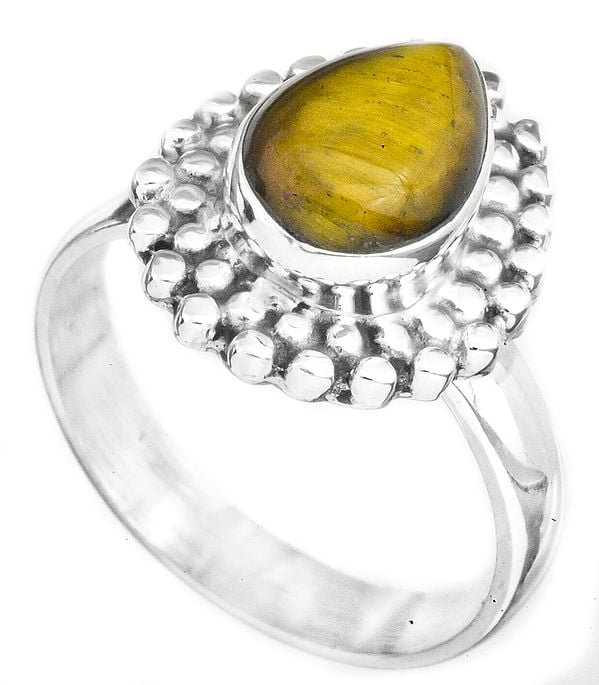 Gemstone Drop Ring with Grains