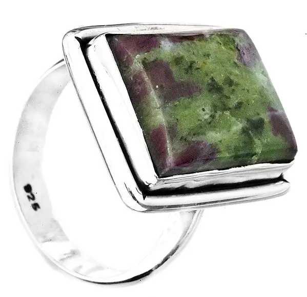 Ruby Zoisite Rectangular Ring