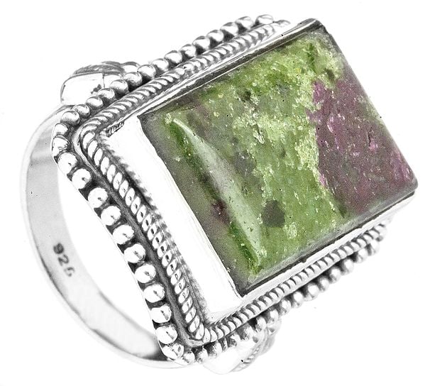 Ruby Zoisite Ring with Granulation