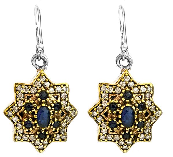 Faceted Iolite Star Earrings with CZ