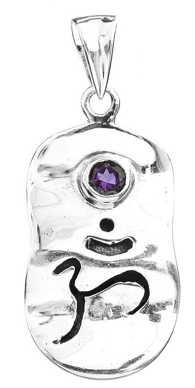 Om (Aum) Pendant with Faceted Amethyst