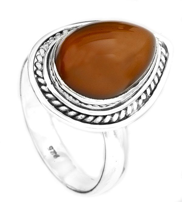 Carnelian Drop Ring | Sterling Silver Finger Rings | Carnelian Stone Jewelry