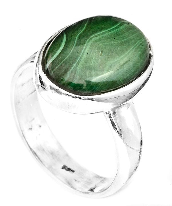 Malachite Oval Ring | Sterling Silver Jewelry