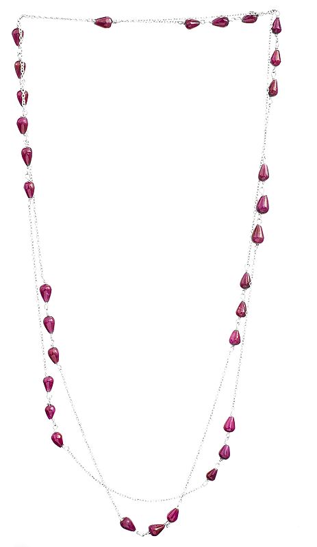 Ruby Drops Long Necklace
