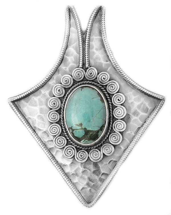 Turquoise Dimple Pendant with Spiral
