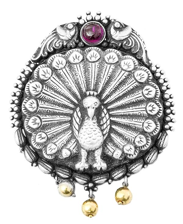 Dancing Peacock Pendant (South Indian Temple Jewelry)
