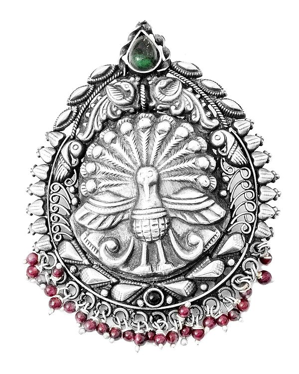 Dancing Peacock Pendant (South Indian Temple Jewelry)