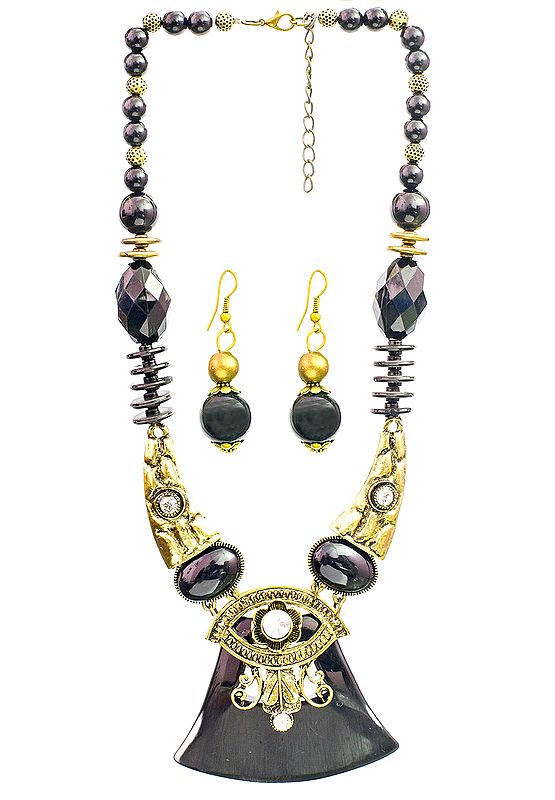 Beaded Necklace with Earrings Set