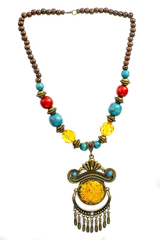 Multicolor Beaded Necklace with Dangles