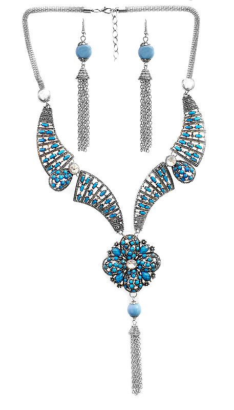 Wedding Tassel Necklace with Earrings Set