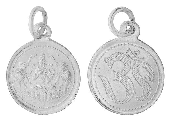 Goddess Gaja-Lakshmi Pendant with OM on  Reverse (Two Sided Pendant)