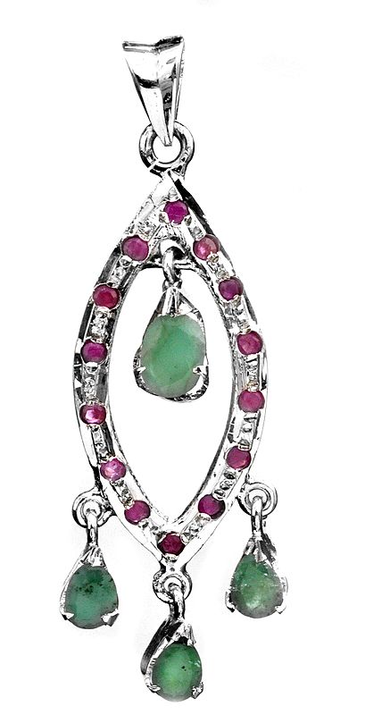 Faceted Ruby with Emerald Pendant