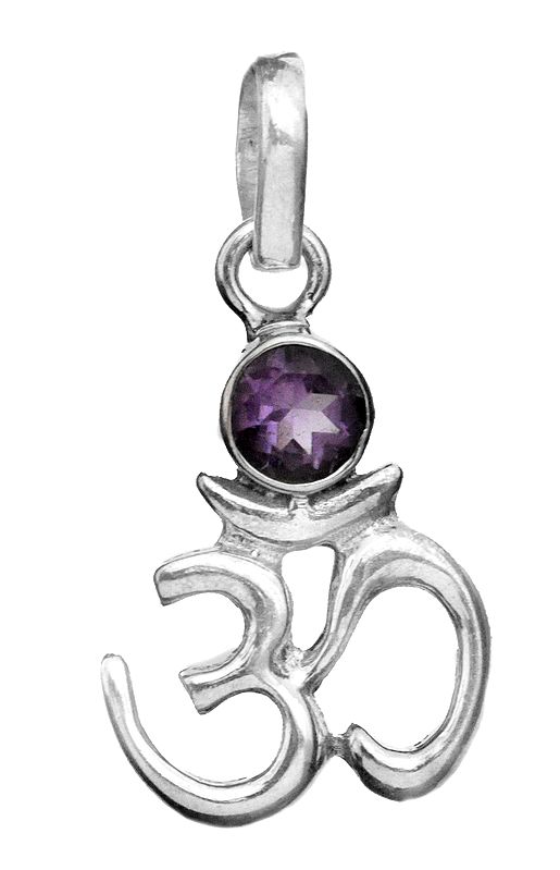 OM (AUM) Pendant with Faceted Amethyst