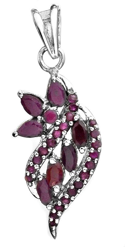 Faceted Ruby Floral Pendant