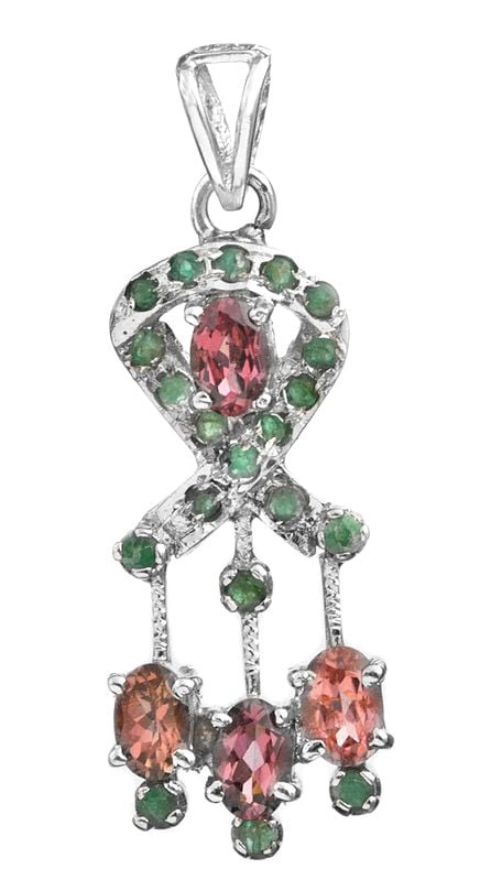 Faceted Tourmaline with Emerald Pendant