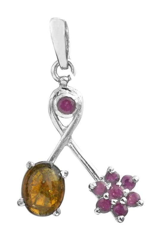 Faceted Ruby Pendant with Tourmaline