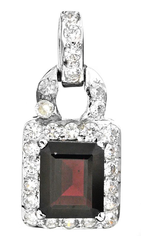 Faceted Garnet Pendant with CZ