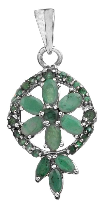 Faceted Emerald Floral Pendant