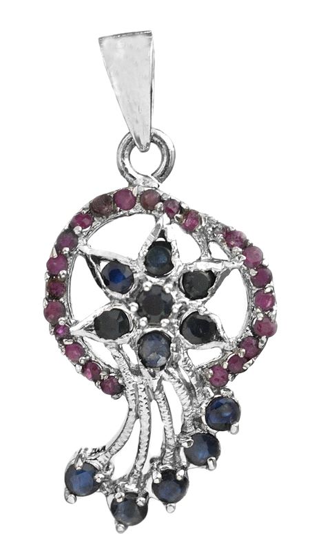 Faceted Ruby with Sapphire Pendant