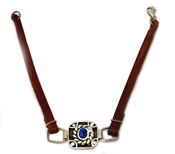 Lapis Lazuli Bracelet with Leather Strap