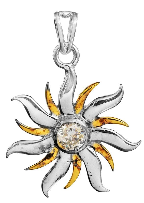 Gold Plated Surya Pendant with CZ