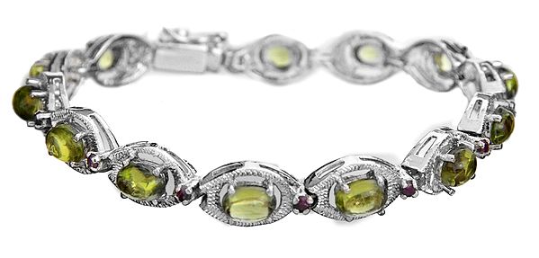 Peridot Bracelet with Faceted Ruby