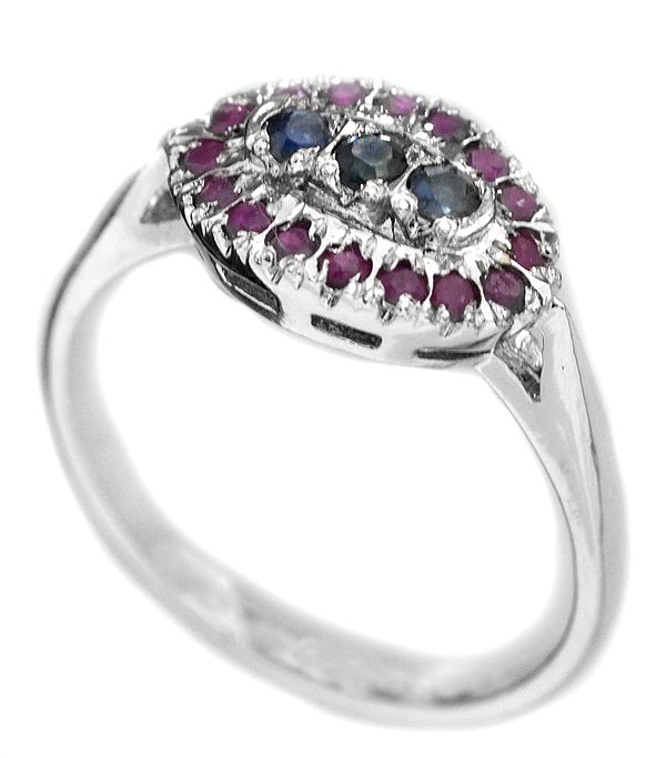 Faceted Ruby Ring with Sapphire