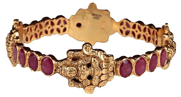 Goddess Lakshmi Bangle with Faceted Ruby (South Indian Temple Jewelry)