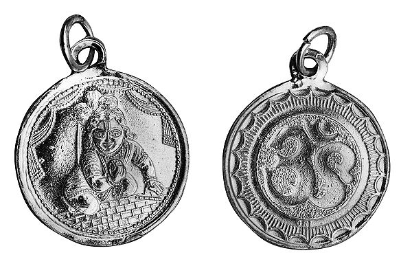 Baby Krishna Pendant with OM (AUM) on Reverse (Two Sided Pendant)