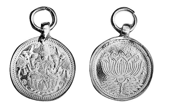 Goddess Lakshmi Pendant with Lotus on Reverse (Two Sided Pendant)