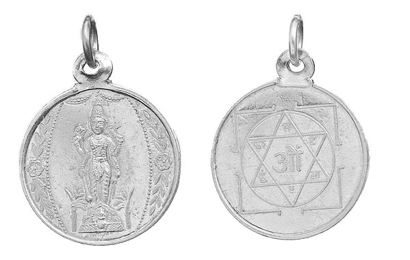 Sathya Narayanam (Vishnu) Pendant with Yantra Reverse (Two Sided Pendant)