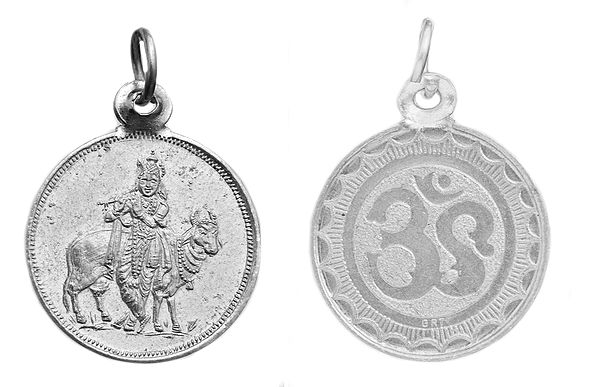 Bhagawan Krishna Pendant with OM (AUM)  on Reverse (Two Sided Pendant)