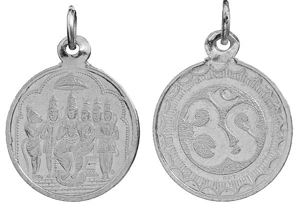 Shri Rama Pattabhishekam Pendant with OM (AUM) on Reverse (Two Sided Pendant)