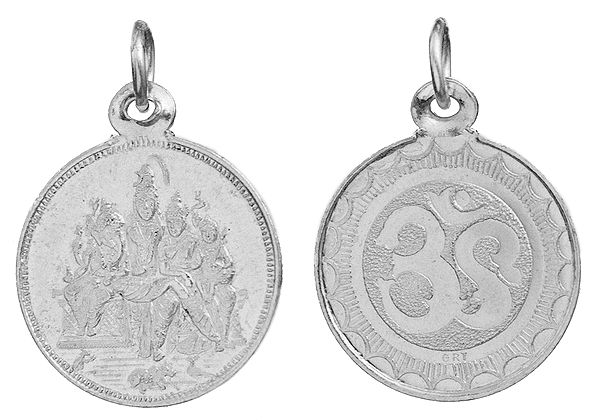 Shiva Parivar Pendant with OM (AUM) on Reverse (Two Sided Pendant)