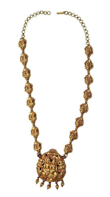 Shiva Parvati Necklace with the String of Peacocks (South Indian Temple Jewelry)