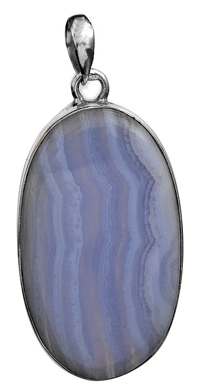 Oval Blue Lace Agate Pendant