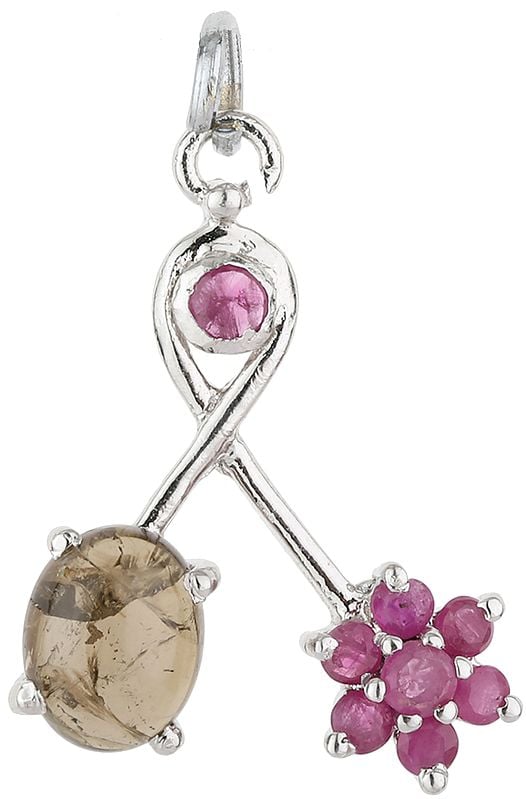 Faceted Tourmaline and Ruby Gemstone Pendant