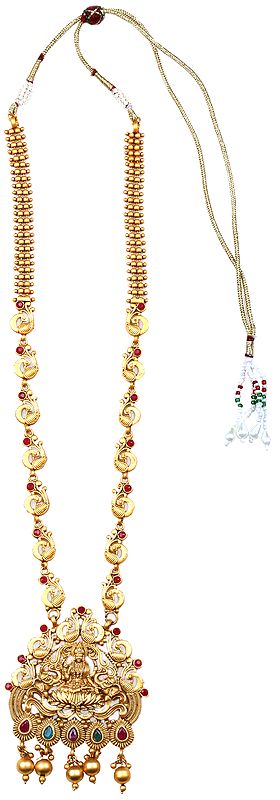Goddess Lakshmi Necklace with Faux Ruby and Emeralds
