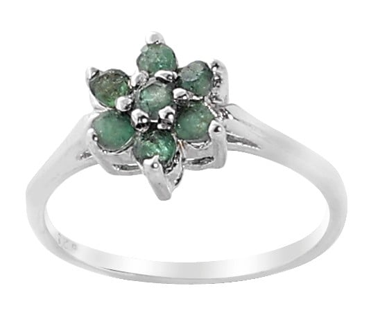 Superfine Floral Sterling Silver Ring with Studded Precious Gemstone