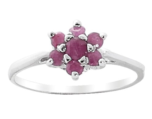 Superfine Floral Sterling Silver Ring with Studded Precious Gemstone