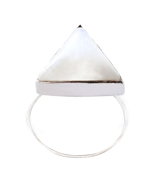 Sterling Silver Ring with a Triangle Rainbow Moonstone