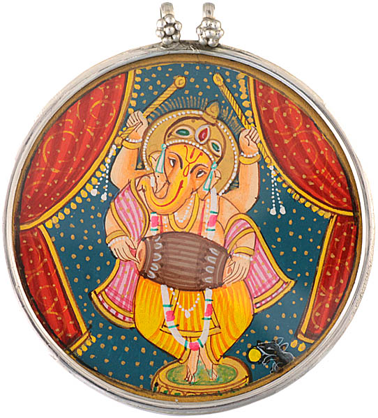 Lord Ganesha Playing Mridangam with Dandia