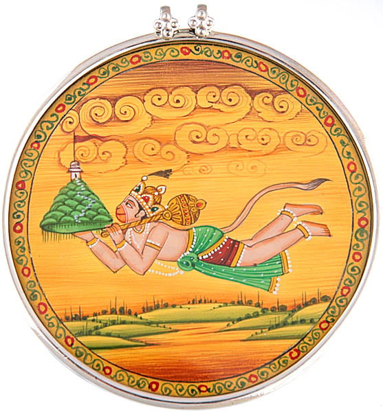 Lord Hanuman Flying with Sanjeevani Mountain