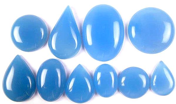 Lot of 10 Blue Chalcedony Undrilled Cabochons