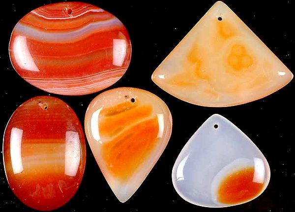Lot of 5 Carnelian Top-Drilled Cabochons