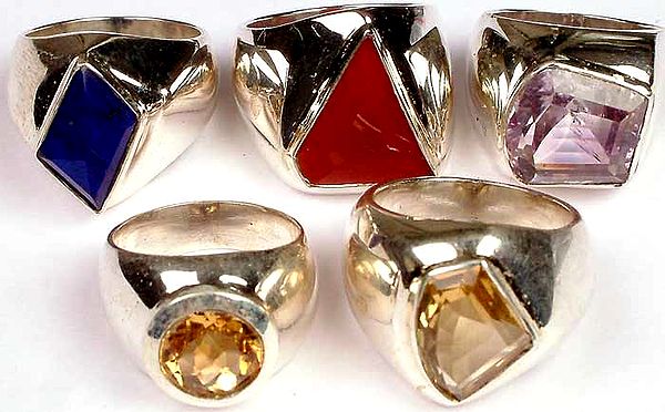 Lot of 5 Gemstone Rings